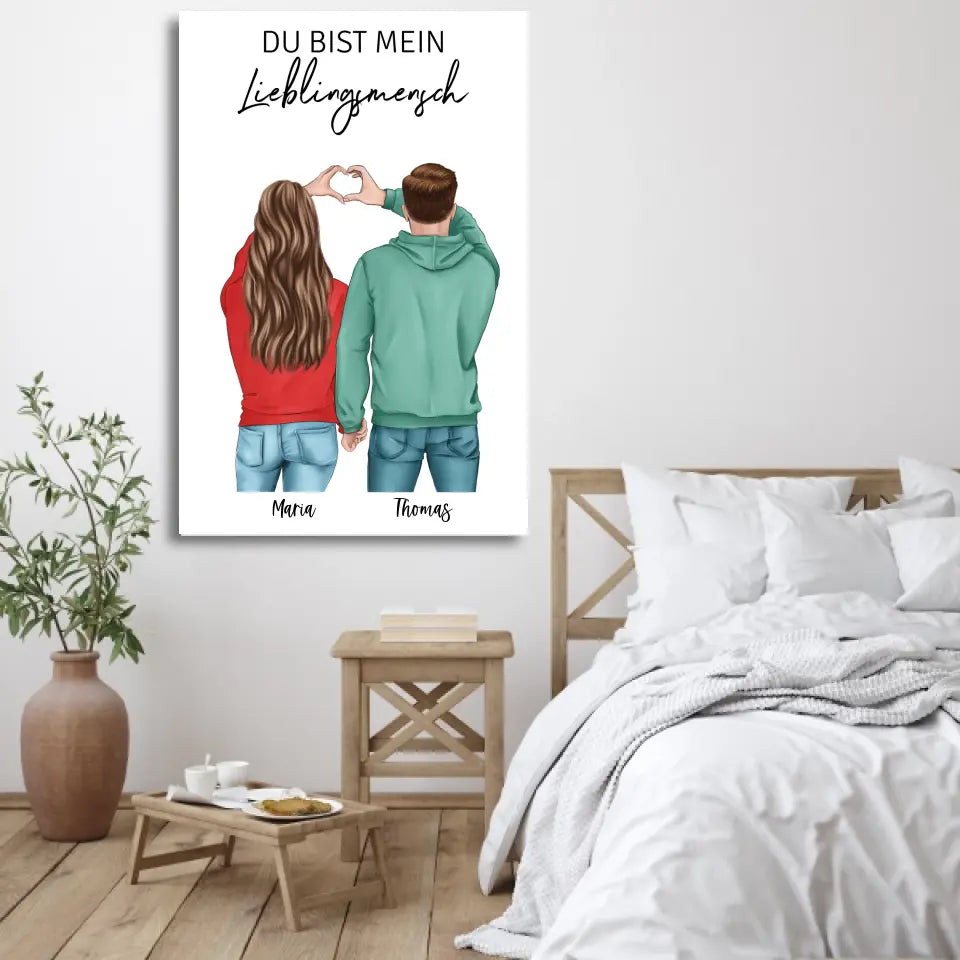 Koppel (Hart) - Gepersonaliseerd canvas