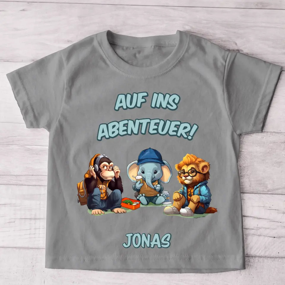 Op naar avontuur - Gepersonaliseerd kinder-T-shirt