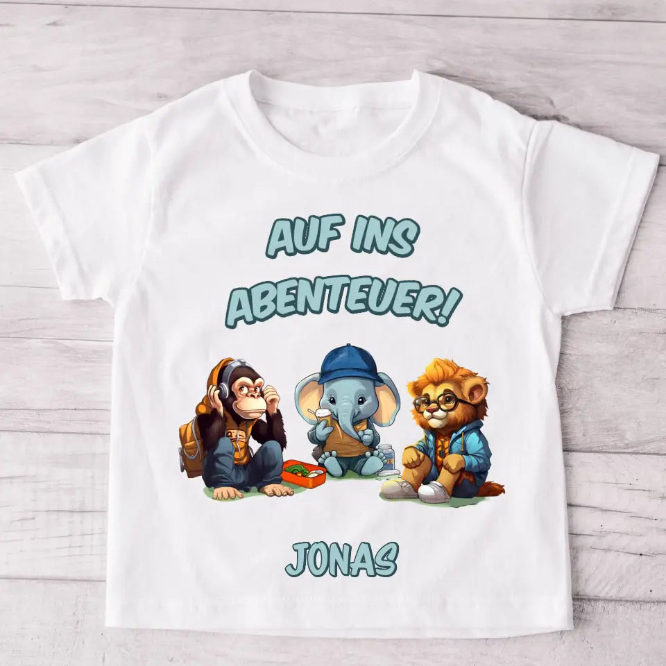 Op naar avontuur - Gepersonaliseerd kinder-T-shirt