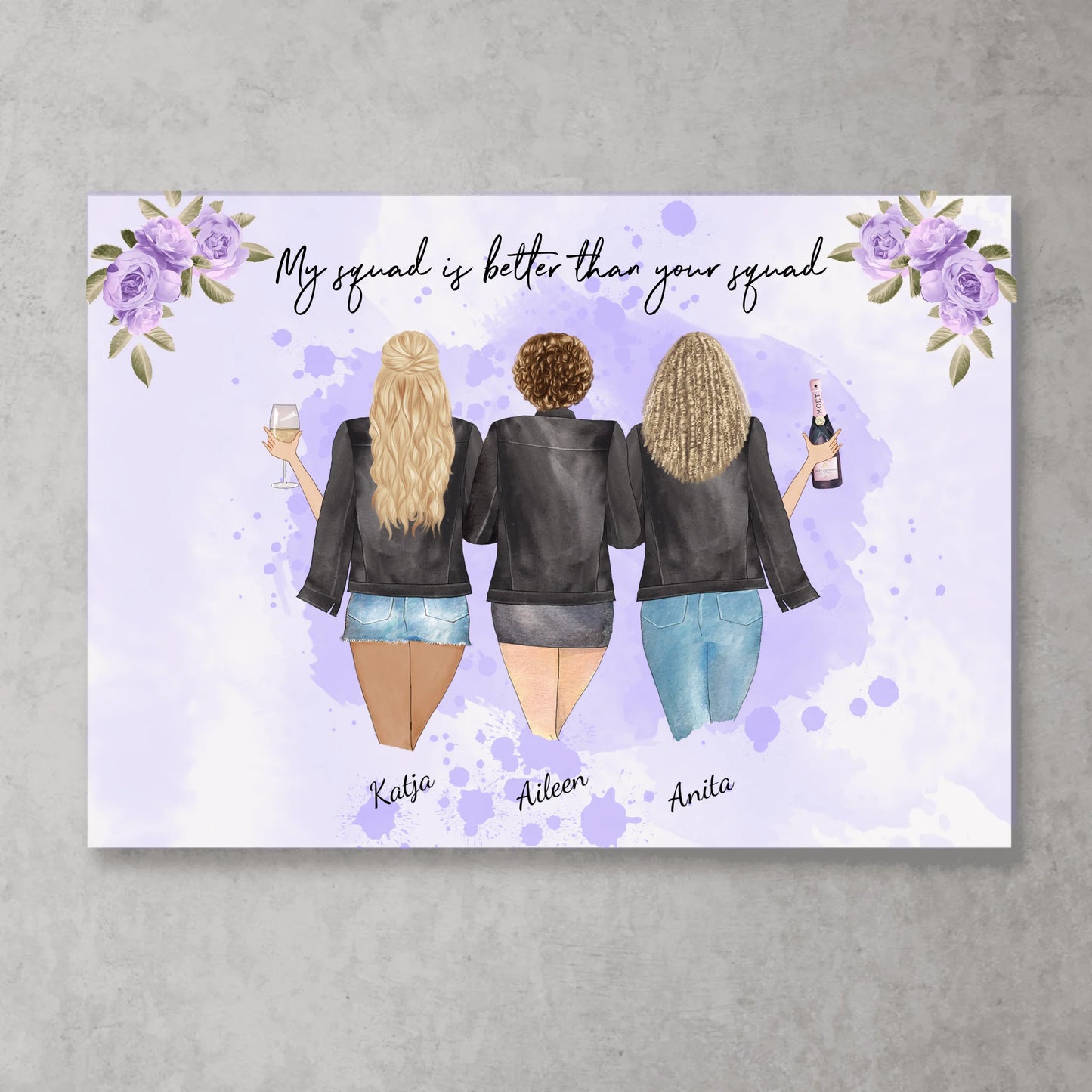 Lila Rosen mit mehreren Personen - Personalisiertes Poster