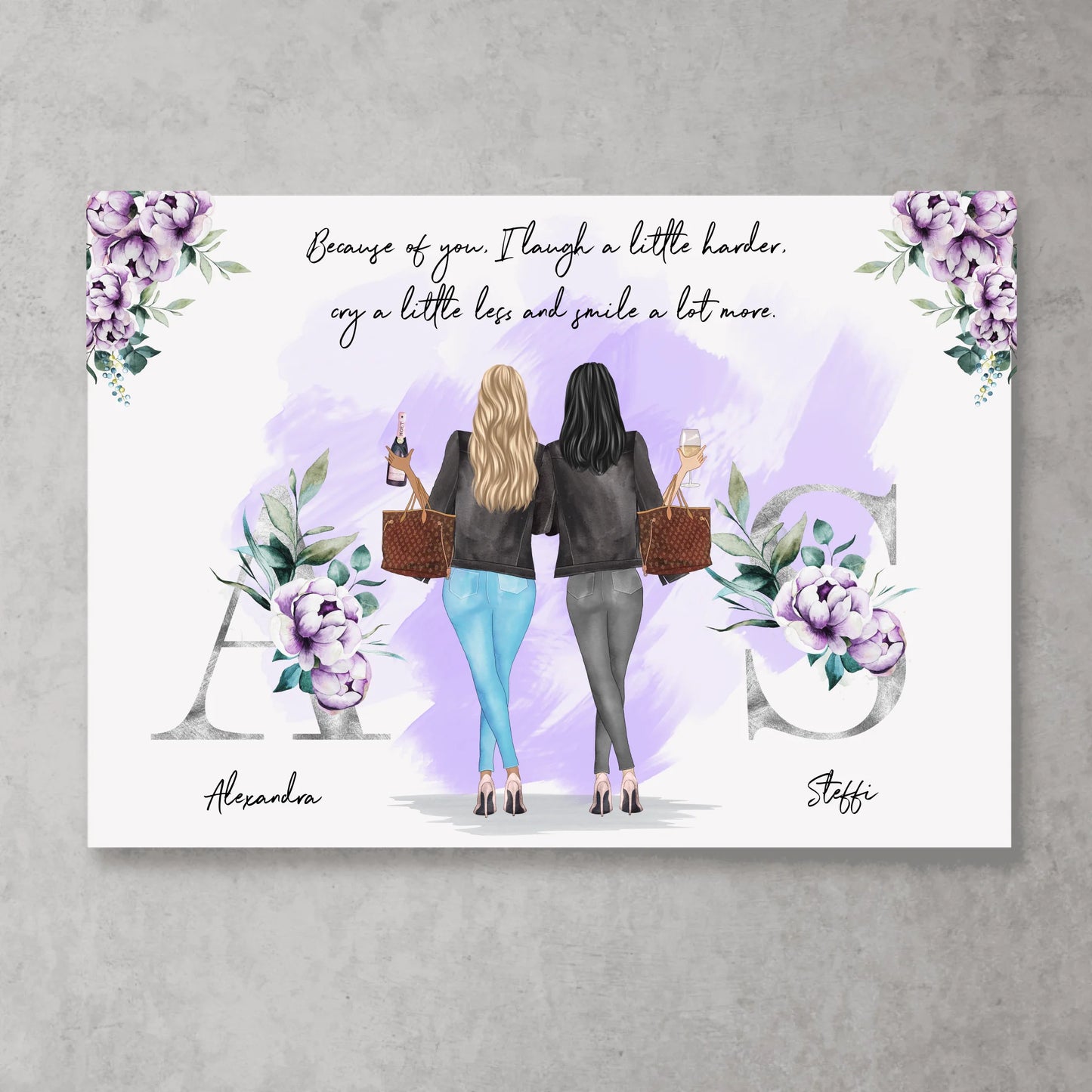 Lila Rosen mit Buchstaben - Personalisiertes Poster