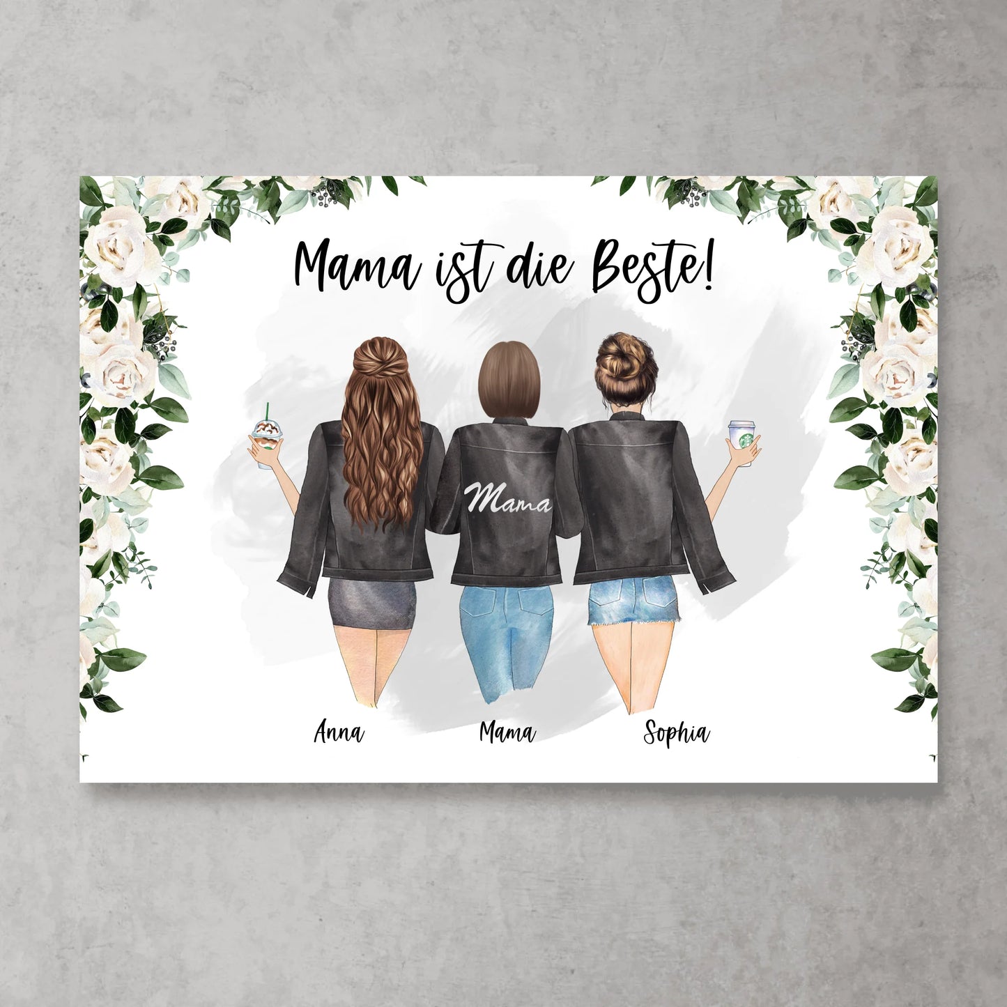 Moeder en twee kinderen - Gepersonaliseerde poster