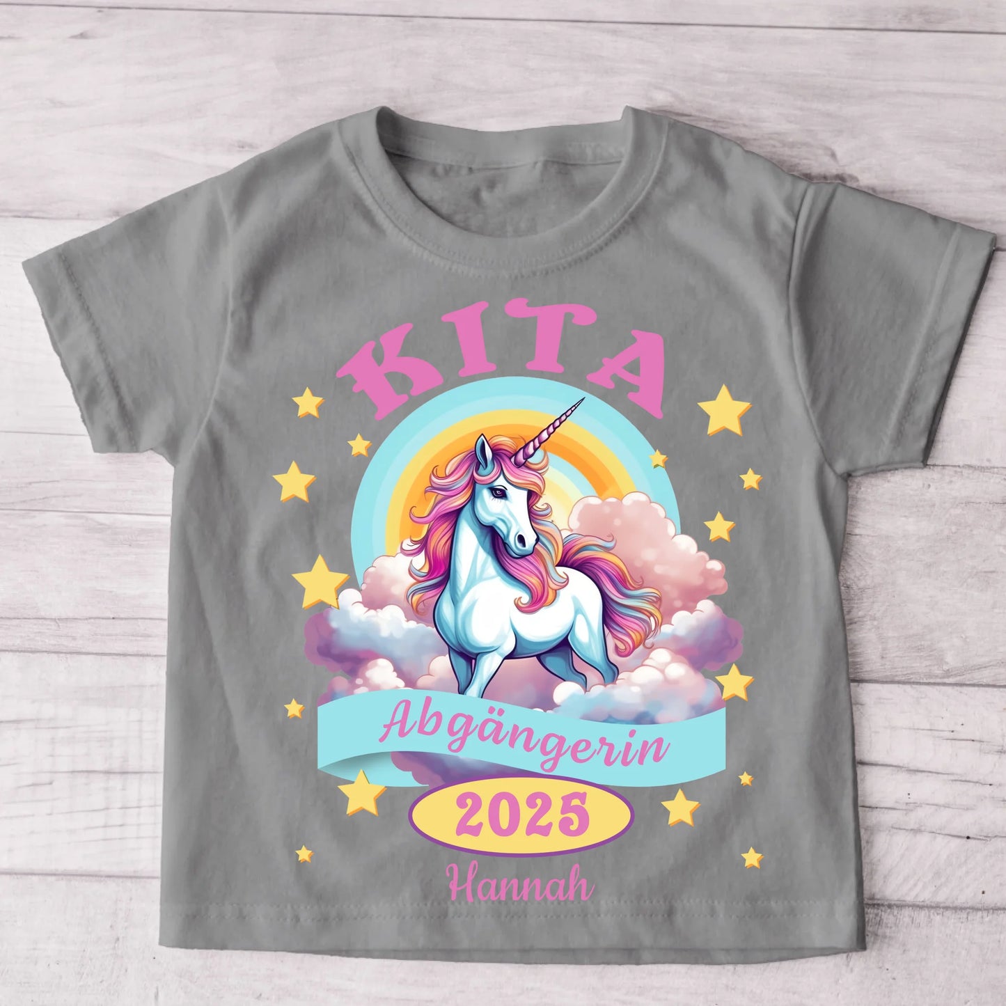 Eenhoorn op wolken - Gepersonaliseerd kinder T-shirt