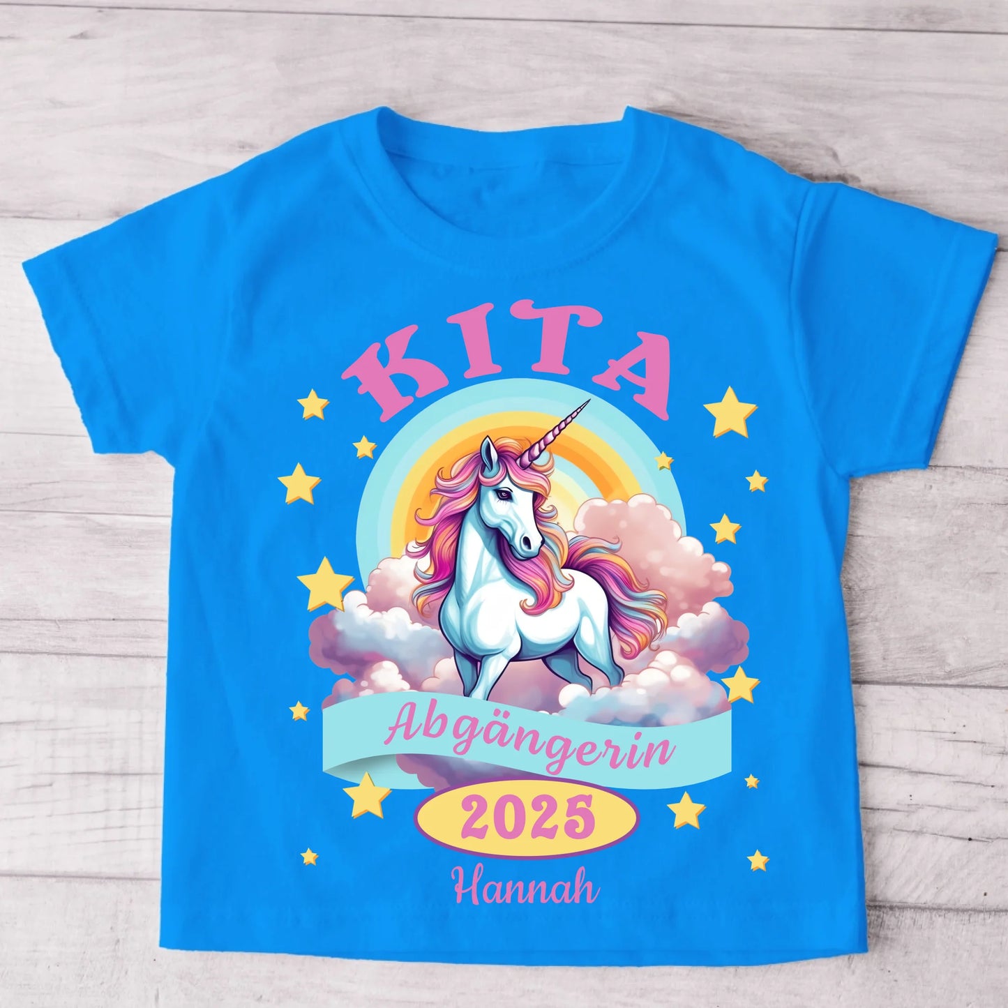 Eenhoorn op wolken - Gepersonaliseerd kinder T-shirt