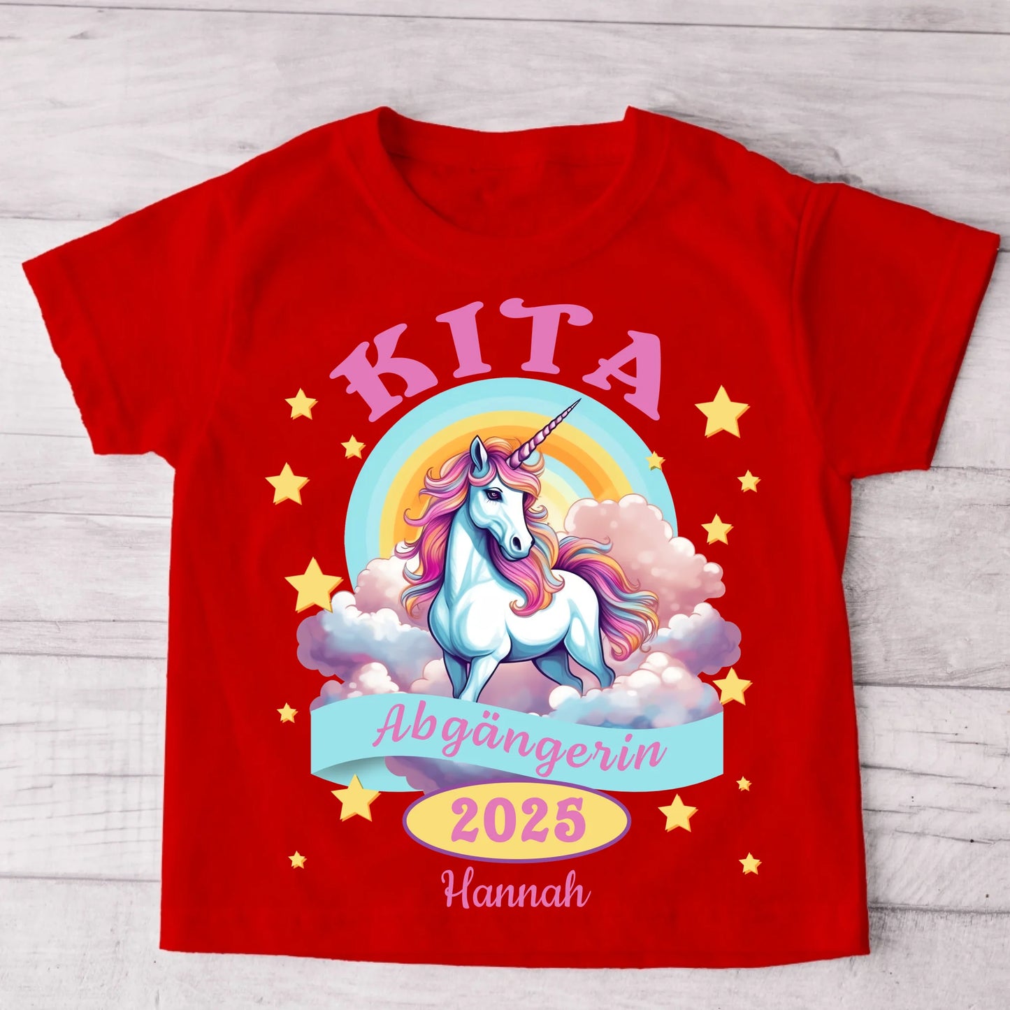 Eenhoorn op wolken - Gepersonaliseerd kinder T-shirt