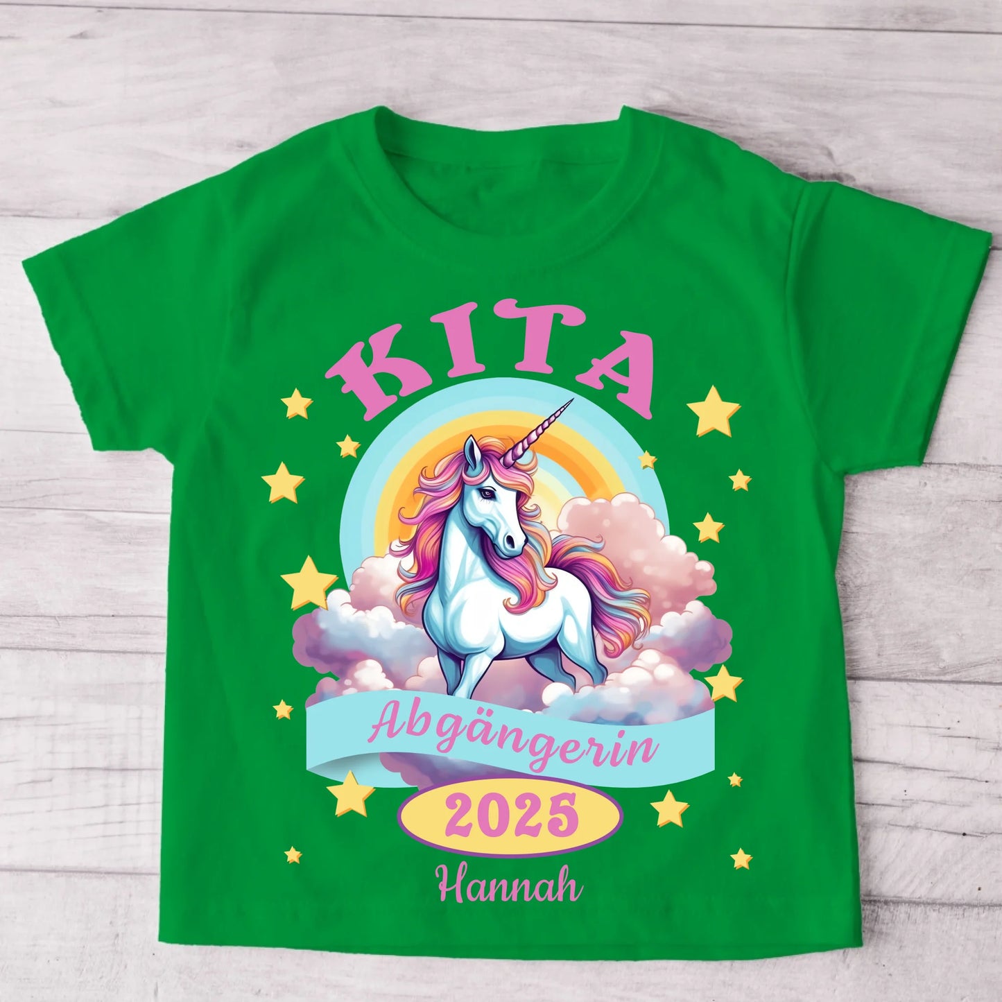 Eenhoorn op wolken - Gepersonaliseerd kinder T-shirt