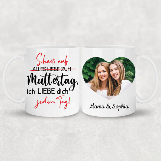 Jeden Tag (Herz) - Personalisierte Tasse