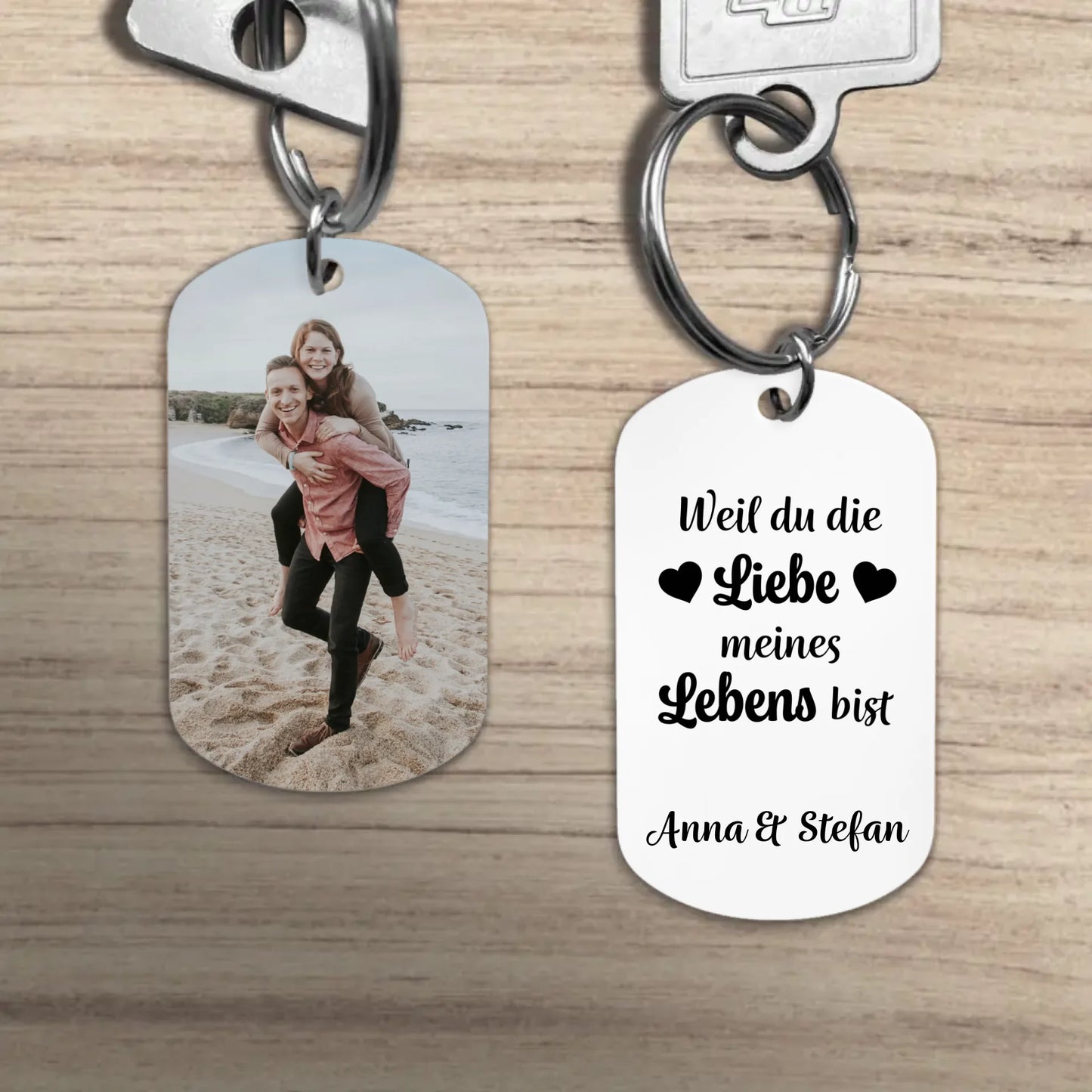 Liebe meines Lebens - Personalisierter Metall-Schlüsselanhänger