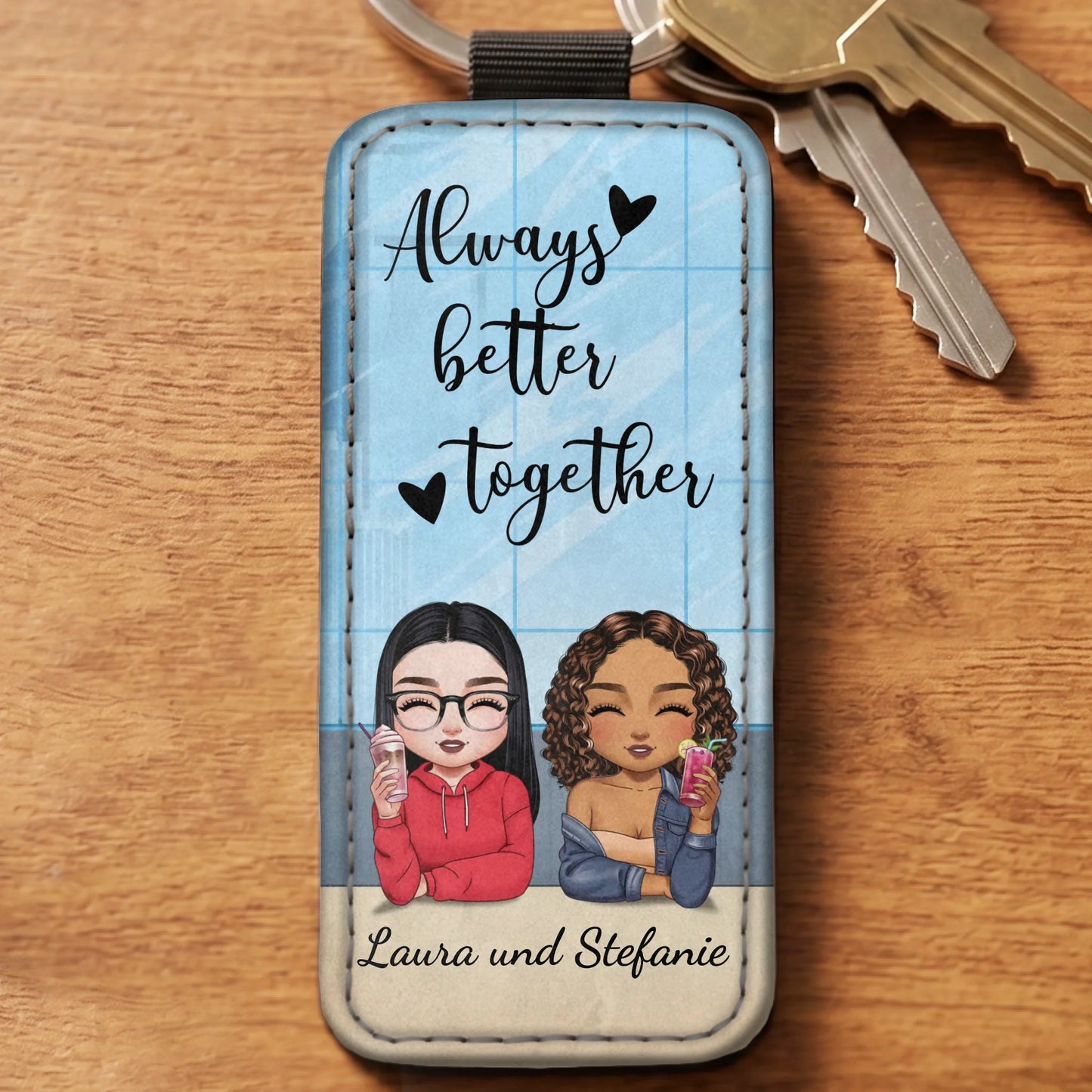 Büro Besties - Personalisierter Schlüsselanhänger aus Kunstleder