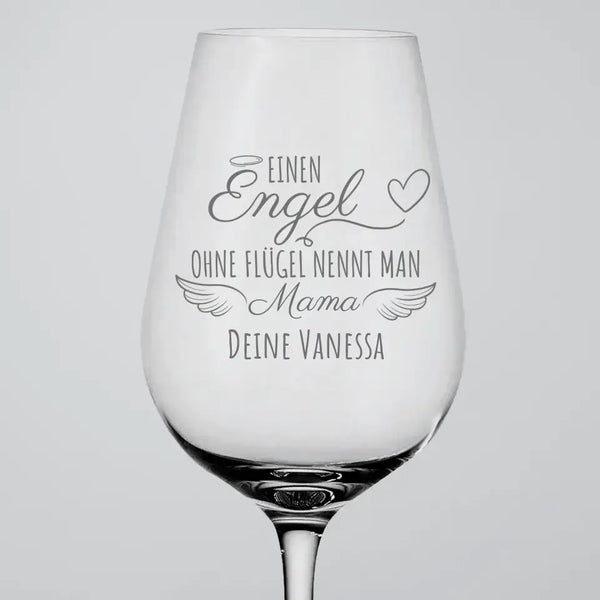 Engel ohne Flügel - Personalisiertes Weinglas