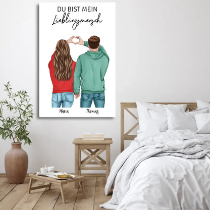 Koppel (Hart) - Gepersonaliseerd canvas 