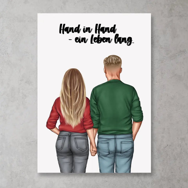 Paar Händchen haltend - Personalisiertes FineArt Poster