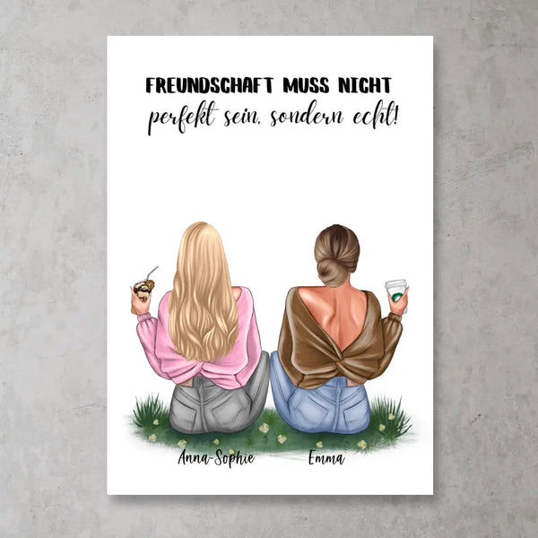 Sitzende Mädels - Personalisiertes FineArt Poster