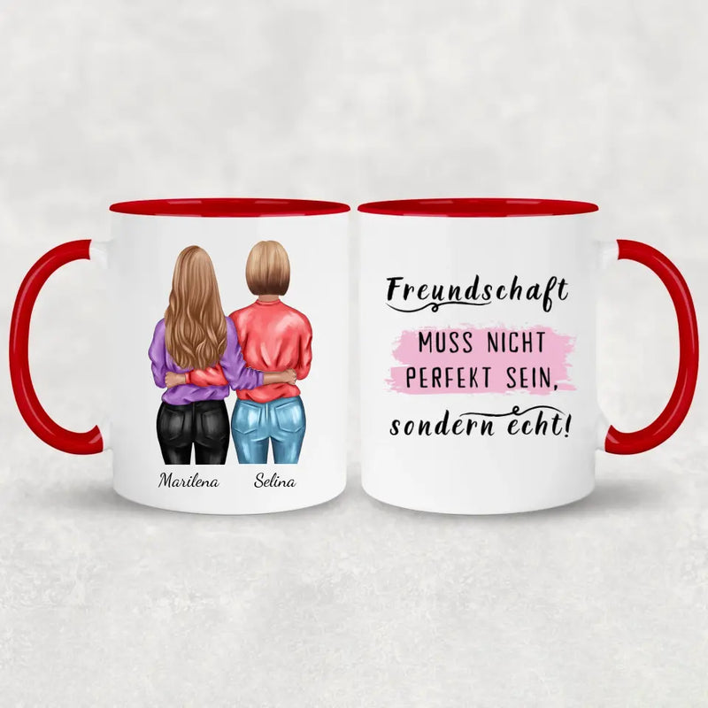 Umarmende Mädels - Personalisierte Tasse