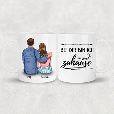 Sitzendes Paar - Personalisierte Tasse