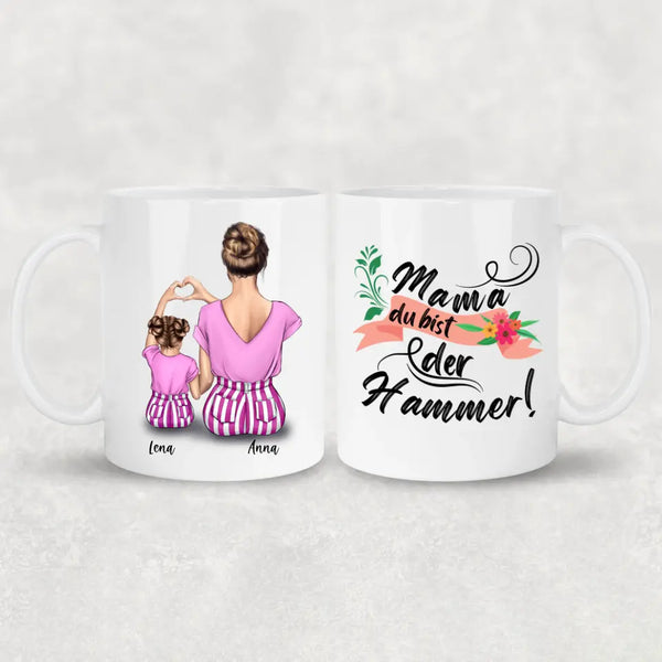 Mama & kleine Tochter - Personalisierte Tasse