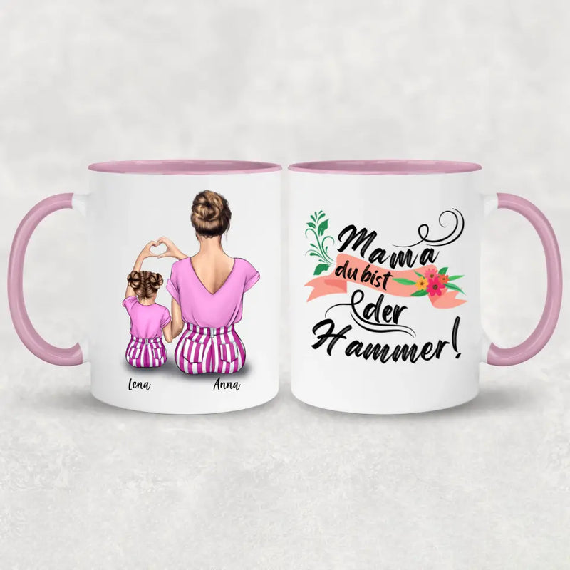 Mama & kleine Tochter - Personalisierte Tasse