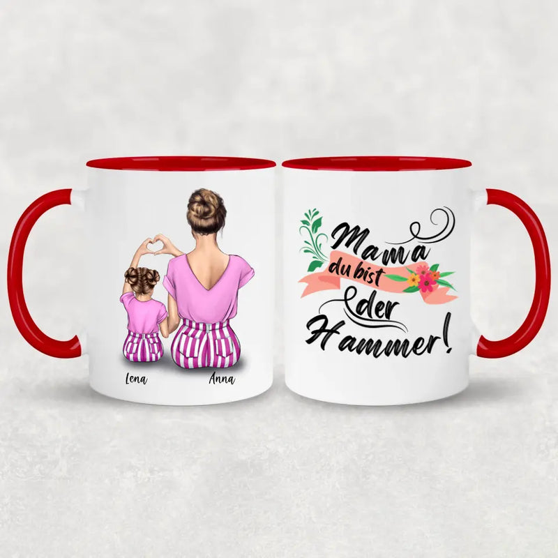 Mama & kleine Tochter - Personalisierte Tasse