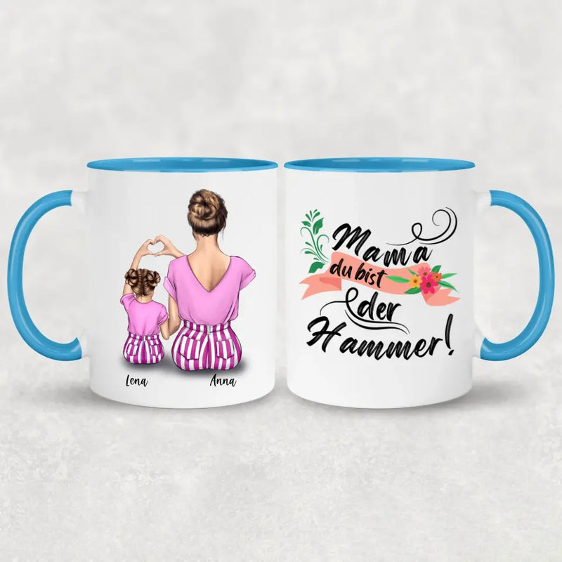 Mama & kleine Tochter - Personalisierte Tasse