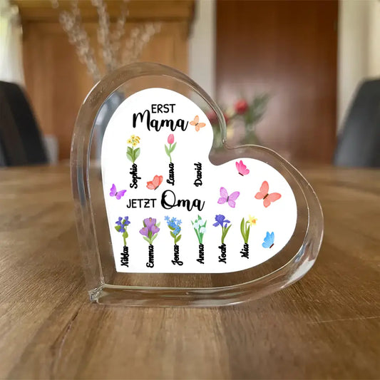 Eerst moeder, nu oma - Gepersonaliseerd hart van acryl
