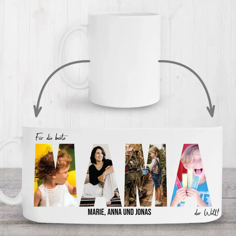 Buchstabenkunst MAMA - Personalisierte Tasse