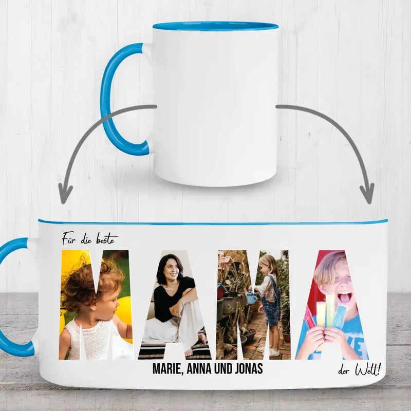 Buchstabenkunst MAMA - Personalisierte Tasse