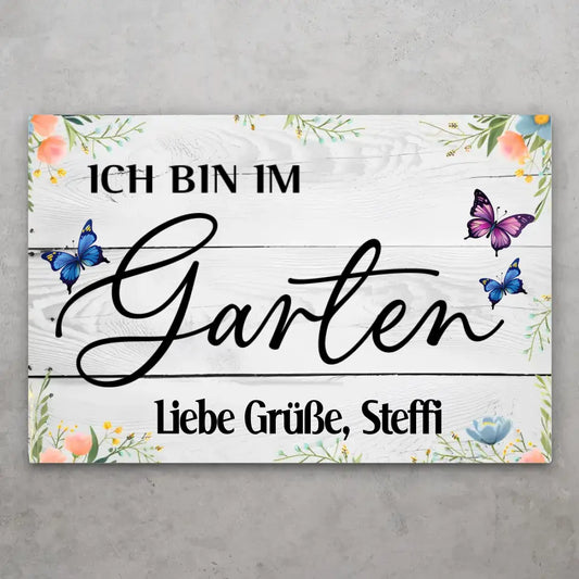In de tuin - Gepersonaliseerd deurbordje 