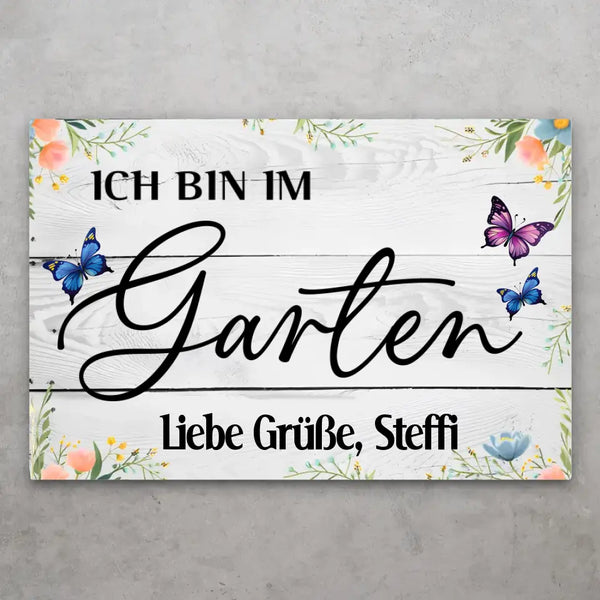 Im Garten - Personalisiertes Türschild