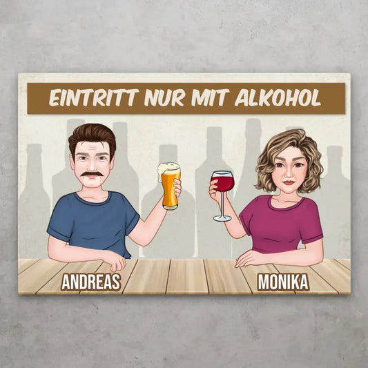 Alleen met alcohol - Gepersonaliseerd deurbordje 