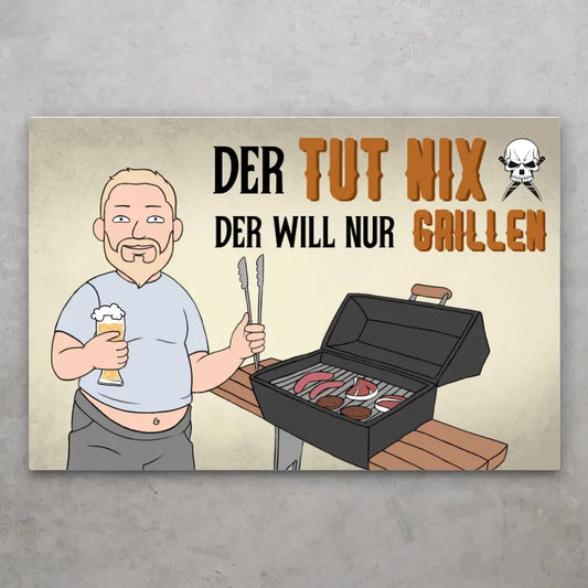 Alleen grillen - Gepersonaliseerd deurbord 