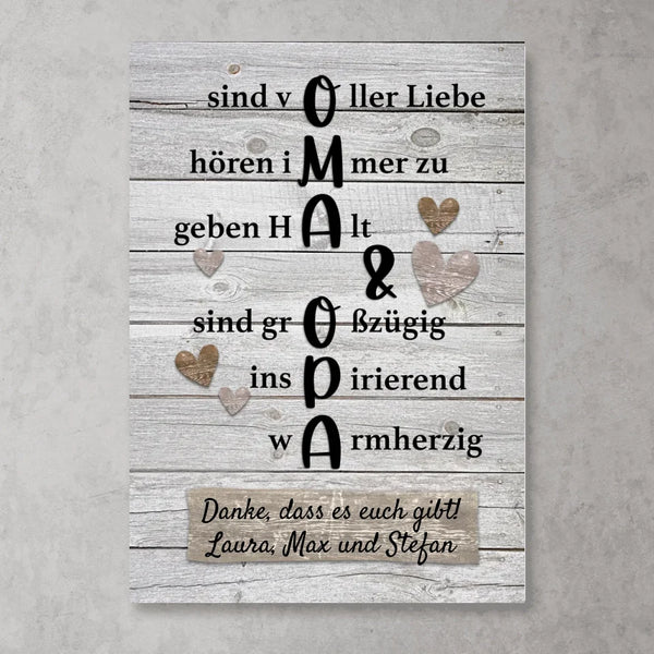 Oma & Opa hören immer zu - Personalisiertes Poster