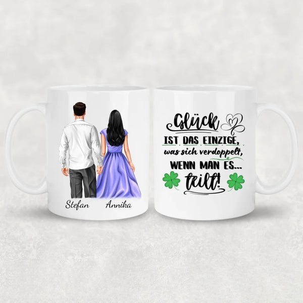 Pärchen Hand in Hand - Personalisierte Tasse