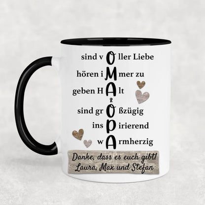 Oma en opa luisteren altijd - Gepersonaliseerde mok