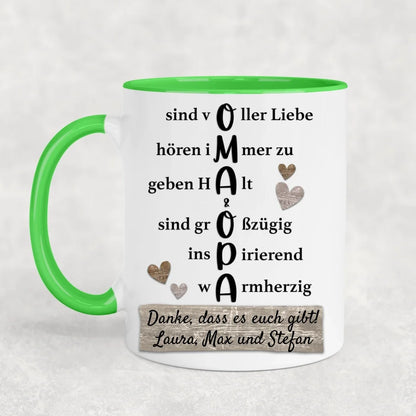 Oma en opa luisteren altijd - Gepersonaliseerde mok