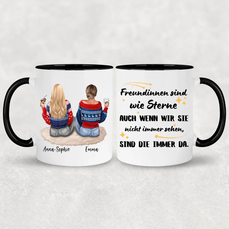 Sitzende Mädels - Personalisierte Tasse