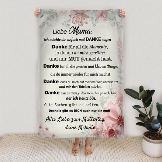 Bedankt mama - Gepersonaliseerde deken 