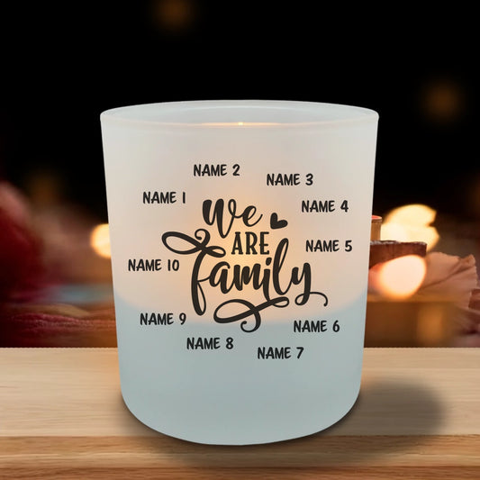 Wij zijn familie - Gepersonaliseerd theelichtje 