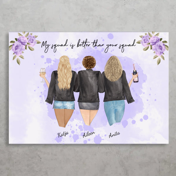 Lila Rosen mit mehreren Personen - Personalisiertes Poster