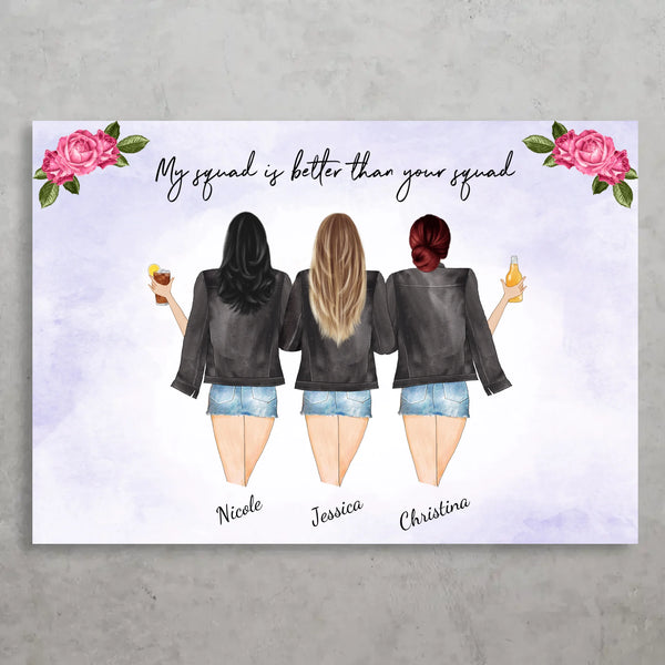 Pinke Rosen mit mehreren Personen - Personalisiertes Poster