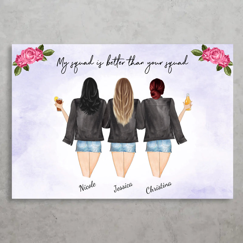 Pinke Rosen mit mehreren Personen - Personalisiertes Poster