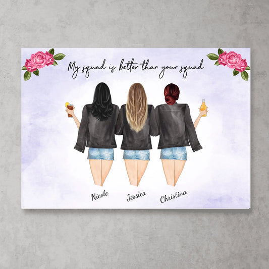 Roze rozen met meerdere personen - Gepersonaliseerde poster 