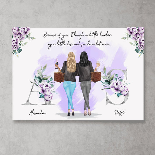 Paarse rozen met letters - gepersonaliseerde poster