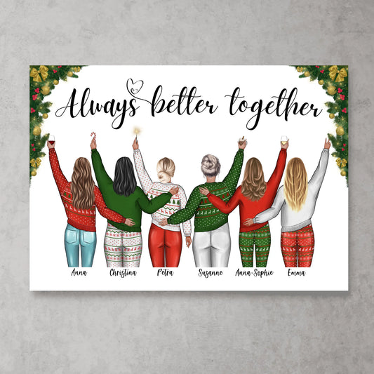 Kerstvrienden (4-6 personen) - Gepersonaliseerde poster