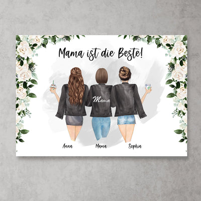 Mutter und zwei Kinder - Personalisiertes Poster