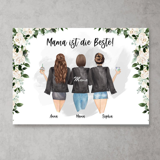 Moeder en twee kinderen - Gepersonaliseerde poster