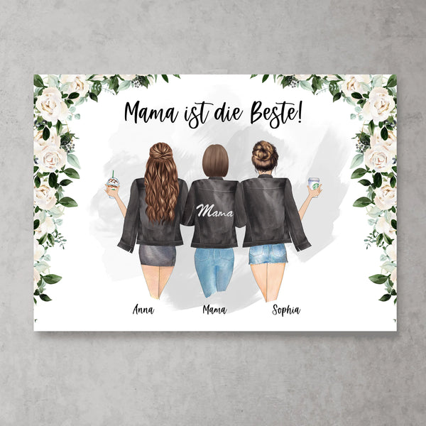 Mutter und zwei Kinder - Personalisiertes Poster