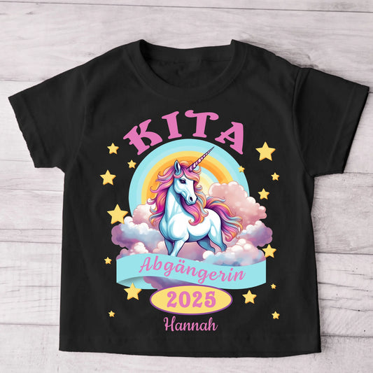 Eenhoorn op wolken - Gepersonaliseerd kinder T-shirt 