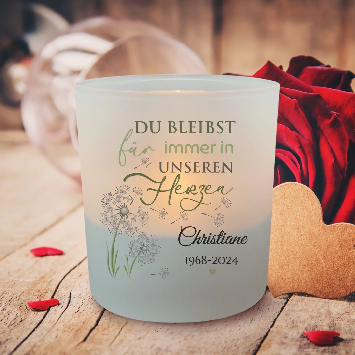 In unseren Herzen - Personalisiertes Teelicht