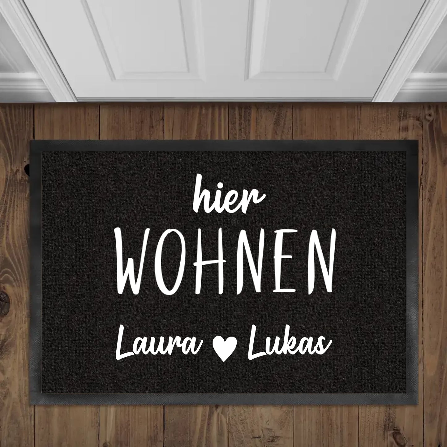 Hier wohnen - Personalisierte Fußmatte