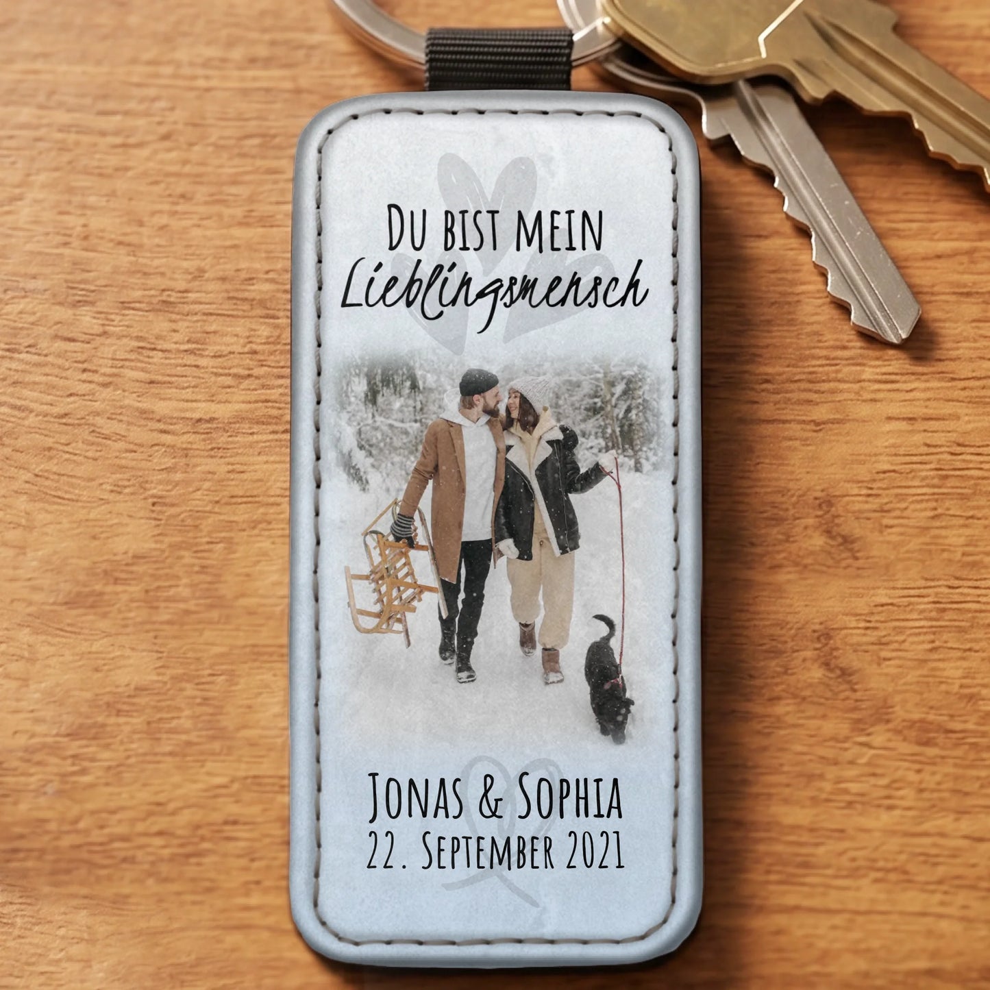 Lieblingsmensch - Personalisierter Schlüsselanhänger aus Kunstleder